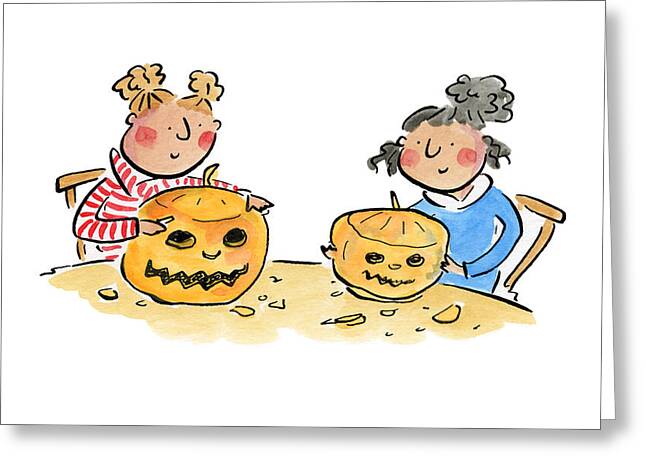 Pumpkin Carving 1 - Greeting Card