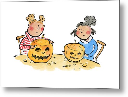 Pumpkin Carving 1 - Metal Print