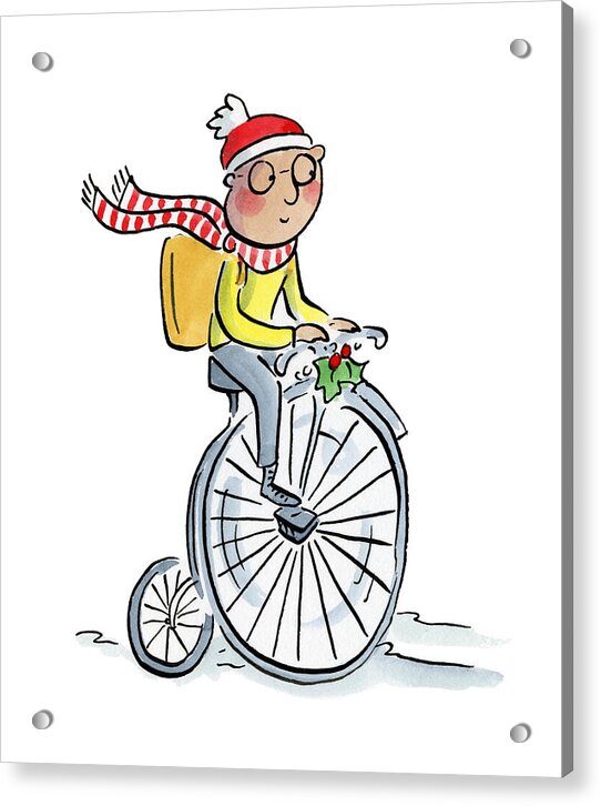 Christmas Penny Farthing - Acrylic Print