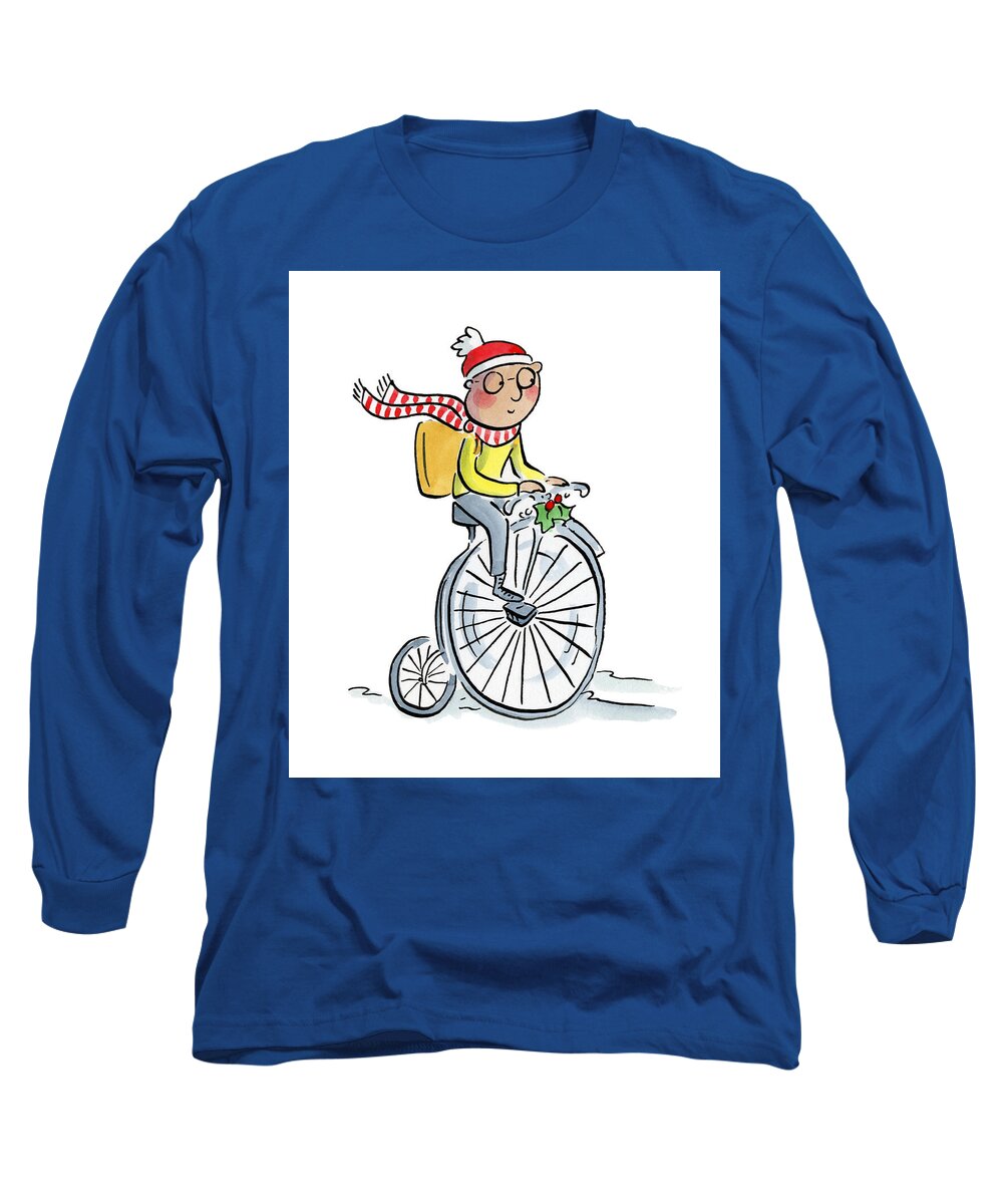 Christmas Penny Farthing - Long Sleeve T-Shirt