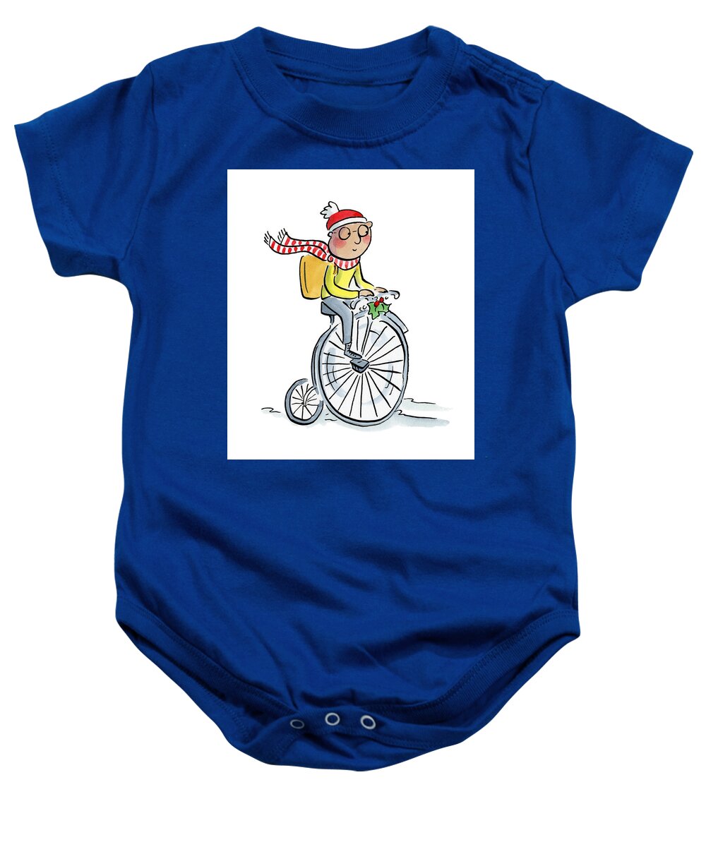 Christmas Penny Farthing - Baby Onesie