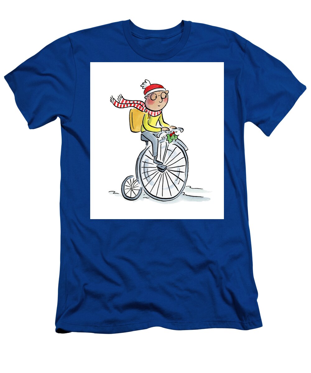 Christmas Penny Farthing - T-Shirt