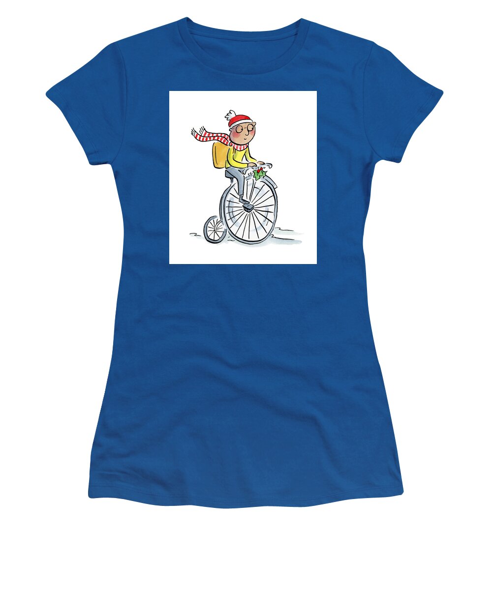 Christmas Penny Farthing - Women's T-Shirt