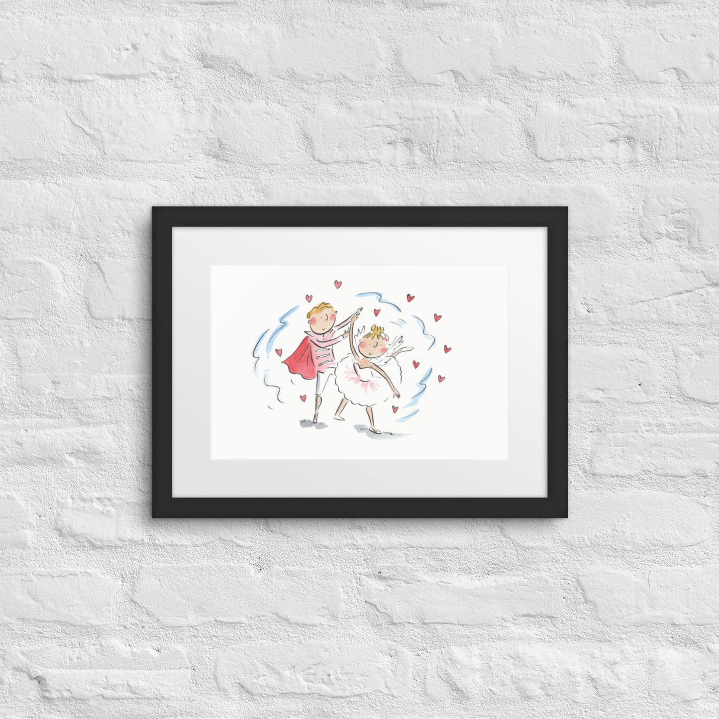 Pas de Deux Ballet Illustration by Rosie Brooks Framed poster
