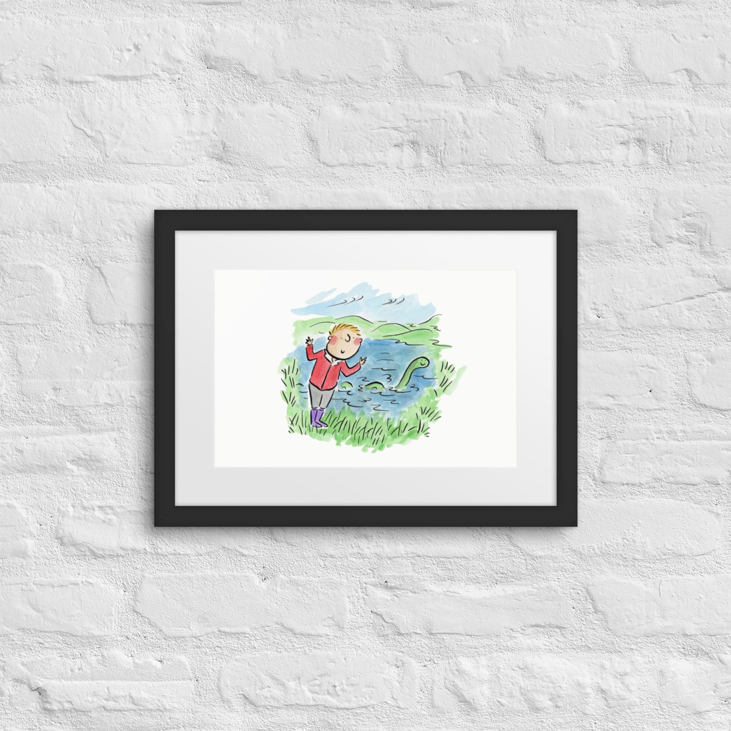 Loch Ness Illustration by Rosie Brooks Framed poster