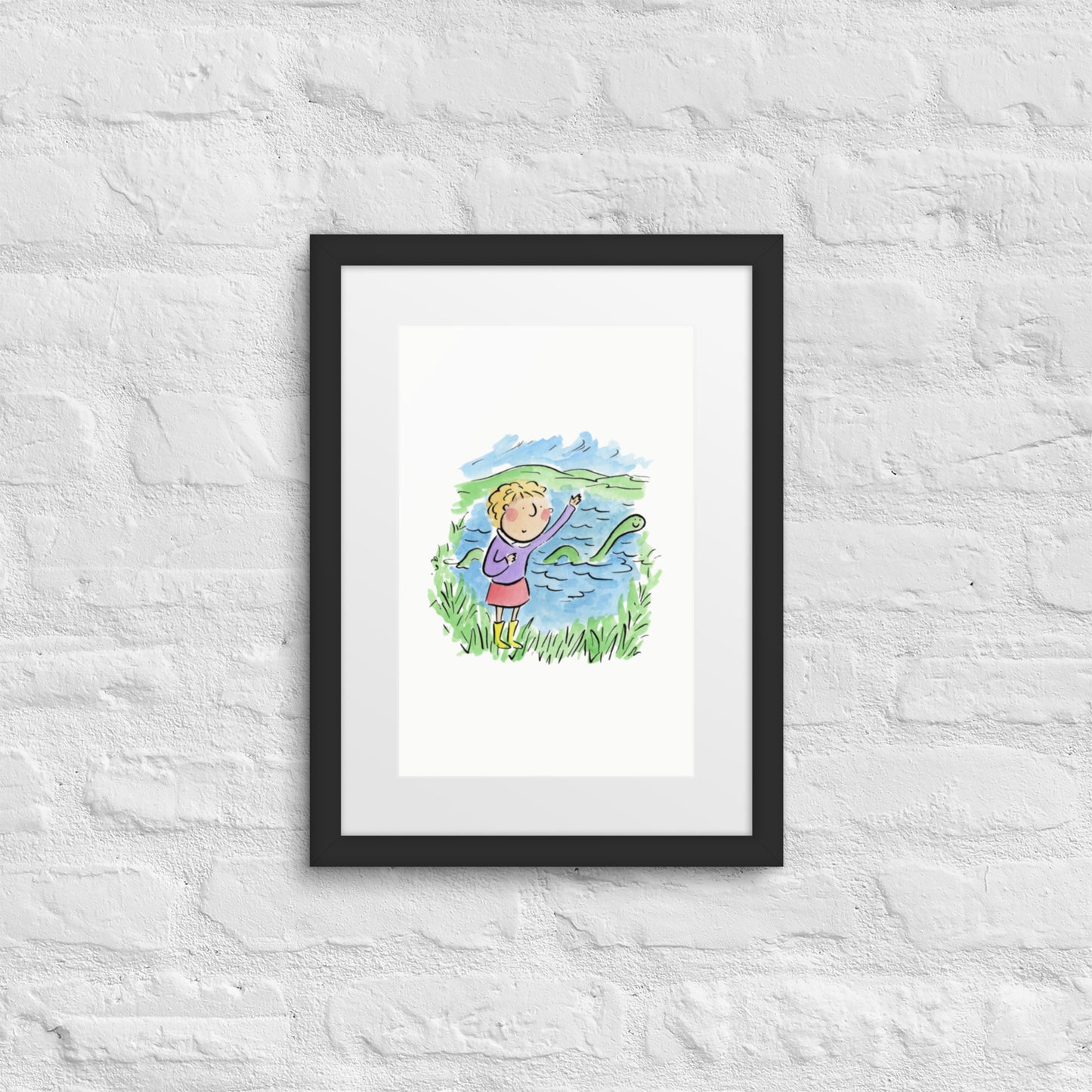 Loch Ness Illustration by Rosie Brooks Framed poster