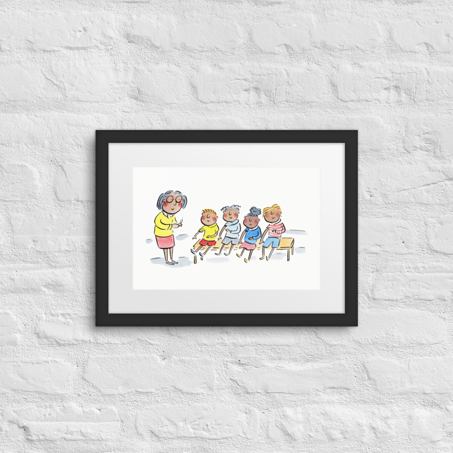 Vaccinations Illustration by Rosie Brooks Framed poster