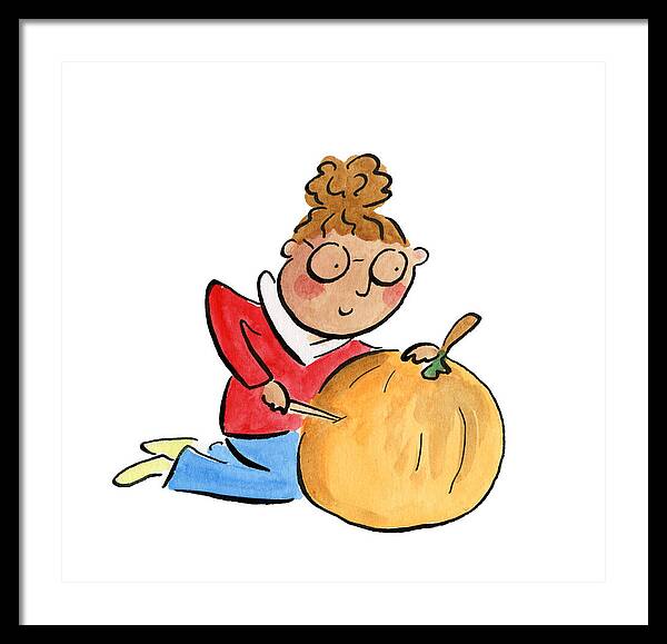 Pumpkin Carving - Framed Print
