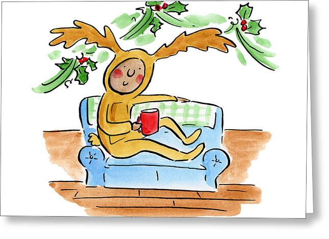 Reindeer Onesie - Greeting Card