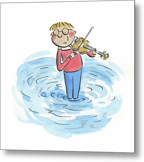 Sad Violinist - Metal Print