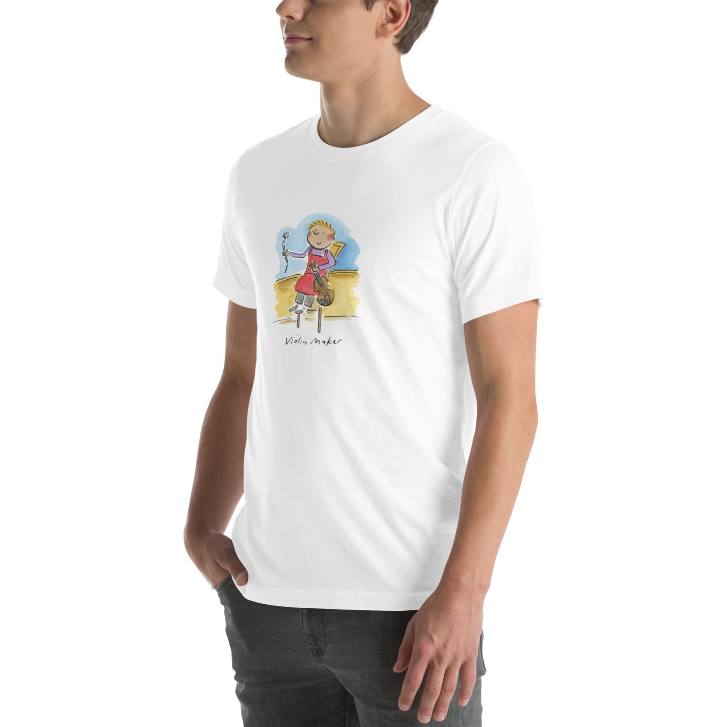 Violin Maker Illustration by Rosie Brooks Unisex t-shirt