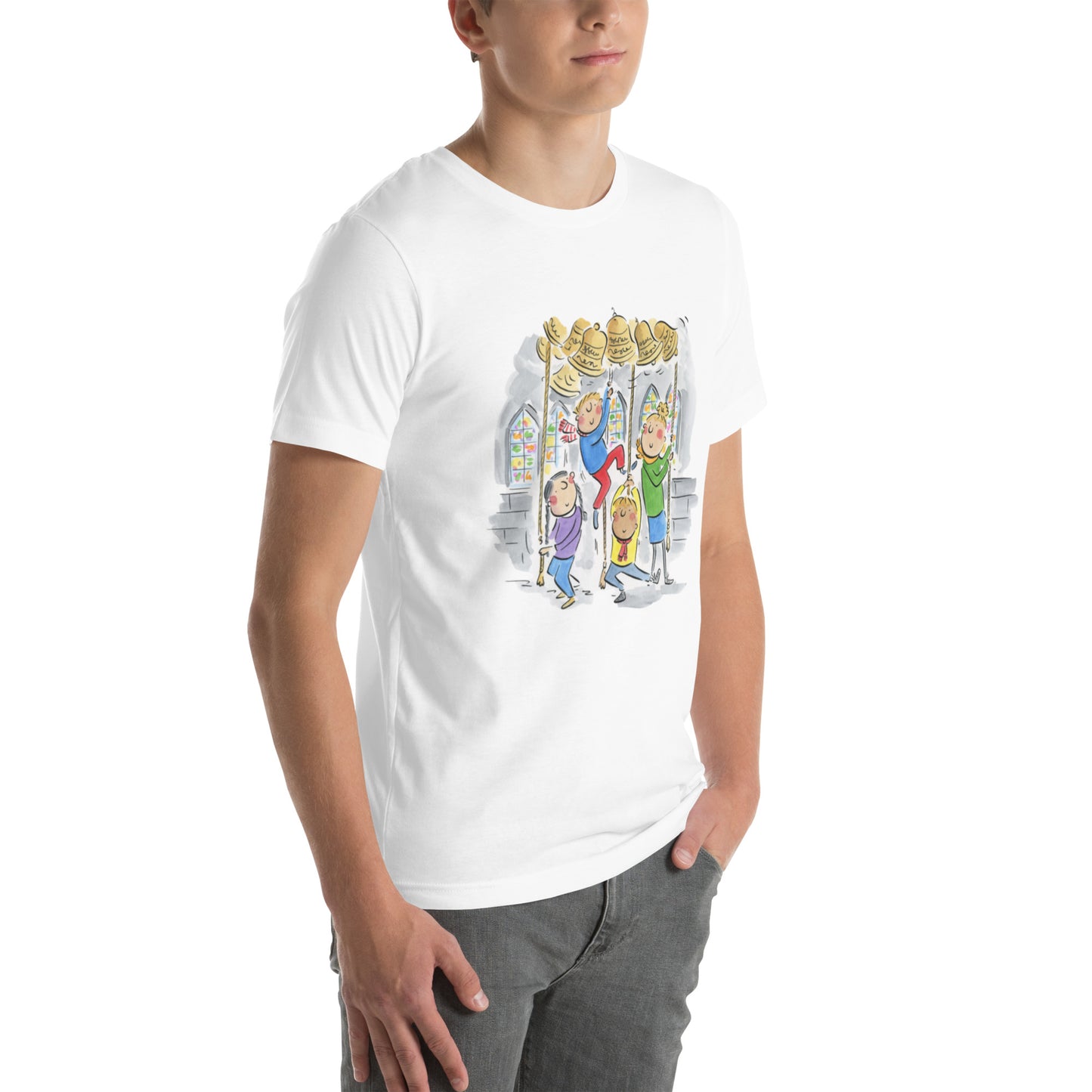 Ding Dong Merrily on High Illustration by Rosie Brooks Unisex t-shirt
