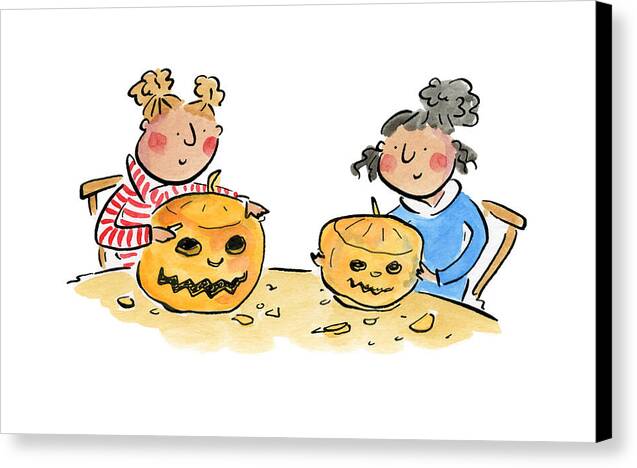 Pumpkin Carving 1 - Canvas Print