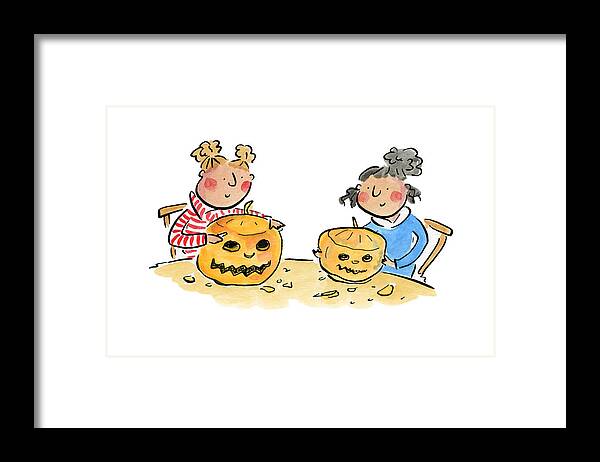 Pumpkin Carving 1 - Framed Print