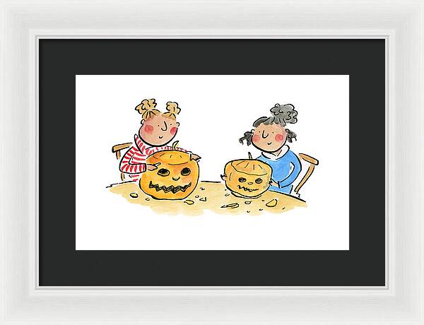 Pumpkin Carving 1 - Framed Print