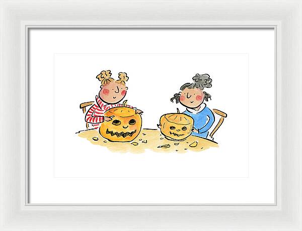 Pumpkin Carving 1 - Framed Print
