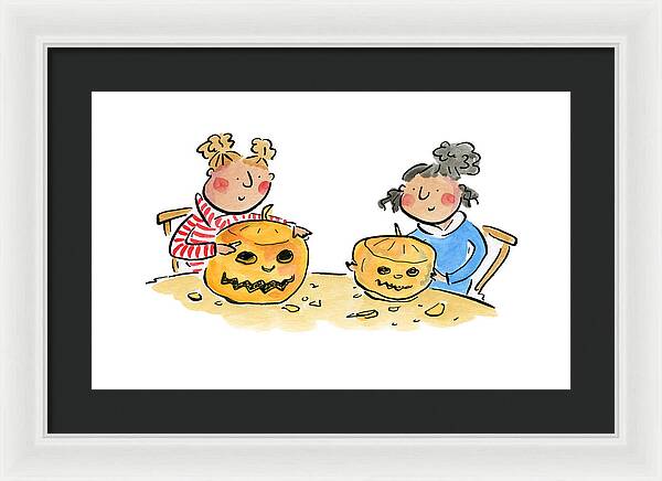 Pumpkin Carving 1 - Framed Print