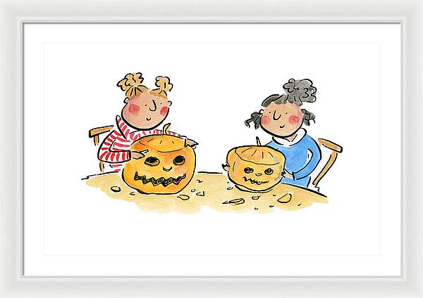 Pumpkin Carving 1 - Framed Print