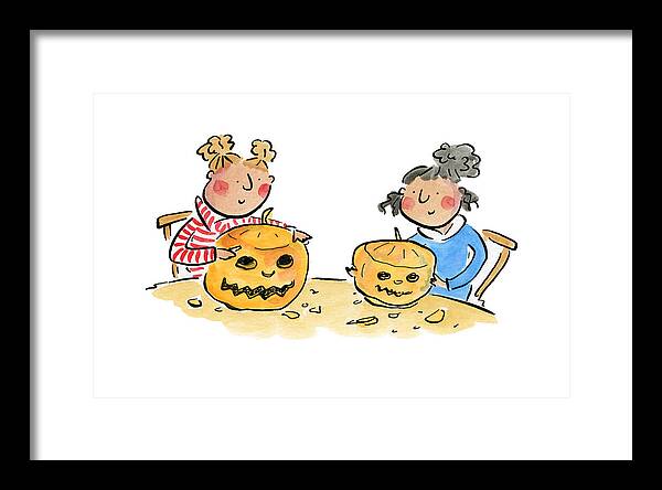 Pumpkin Carving 1 - Framed Print
