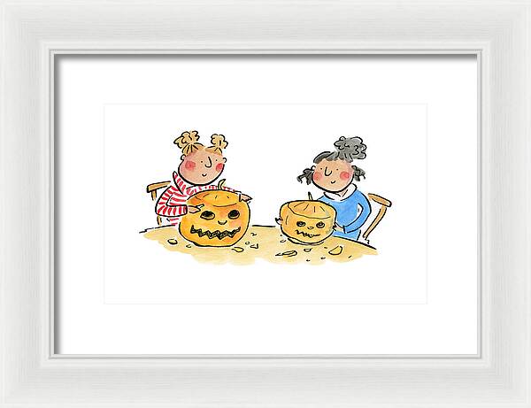 Pumpkin Carving 1 - Framed Print