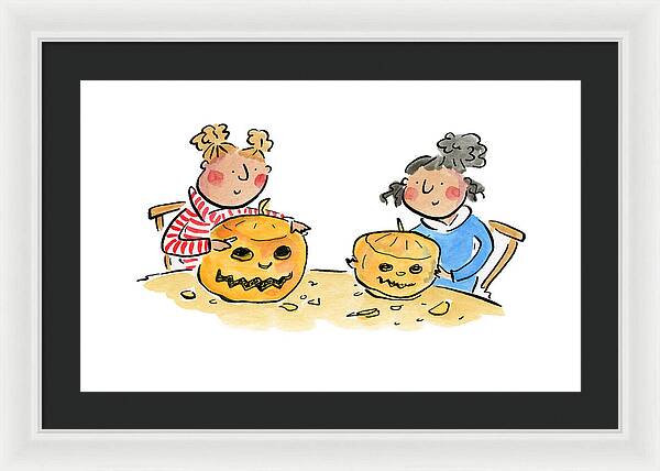 Pumpkin Carving 1 - Framed Print