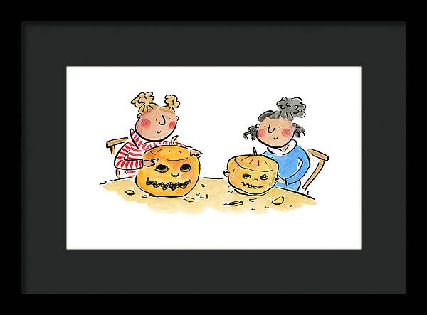 Pumpkin Carving 1 - Framed Print