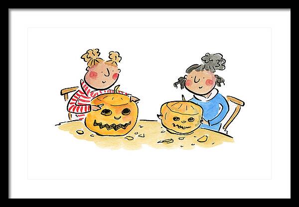 Pumpkin Carving 1 - Framed Print