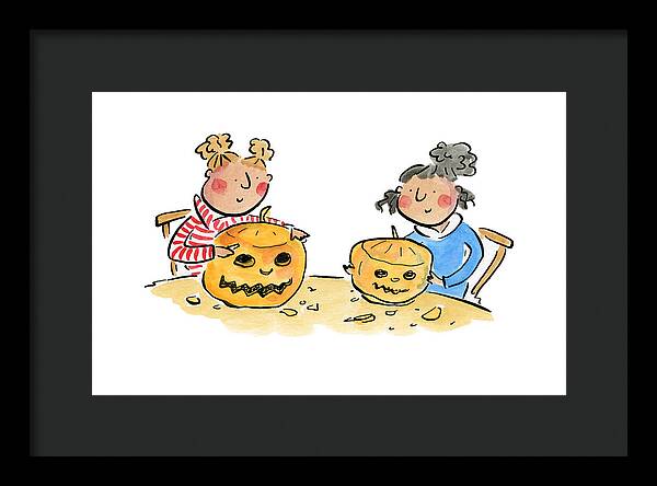 Pumpkin Carving 1 - Framed Print