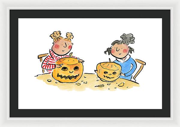 Pumpkin Carving 1 - Framed Print