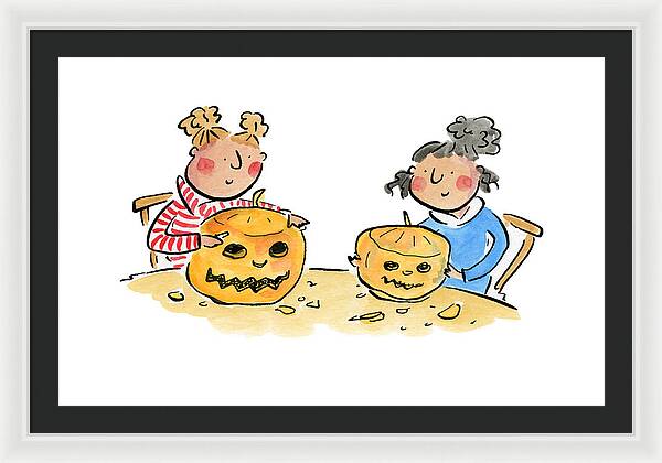 Pumpkin Carving 1 - Framed Print