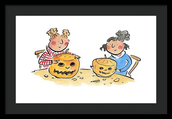 Pumpkin Carving 1 - Framed Print