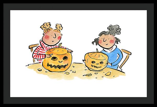 Pumpkin Carving 1 - Framed Print