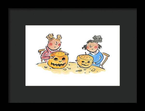 Pumpkin Carving 1 - Framed Print