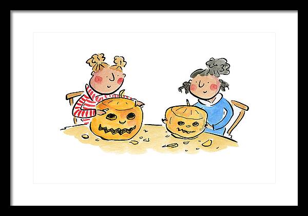 Pumpkin Carving 1 - Framed Print
