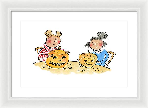 Pumpkin Carving 1 - Framed Print