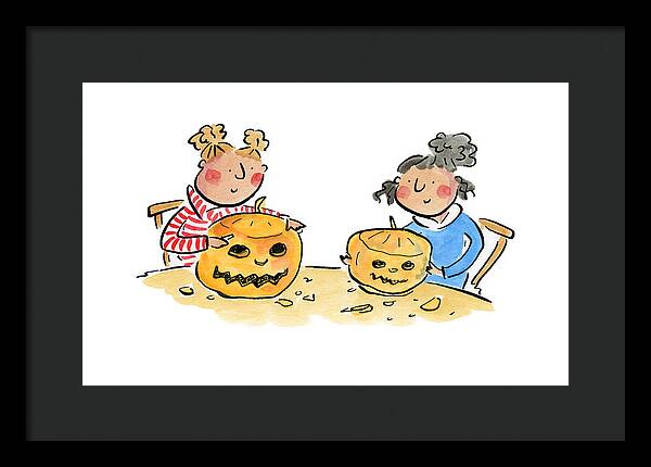 Pumpkin Carving 1 - Framed Print