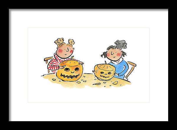 Pumpkin Carving 1 - Framed Print