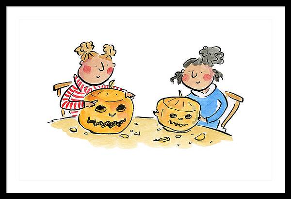 Pumpkin Carving 1 - Framed Print