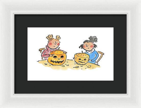 Pumpkin Carving 1 - Framed Print