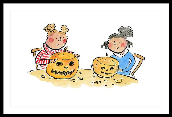 Pumpkin Carving 1 - Framed Print