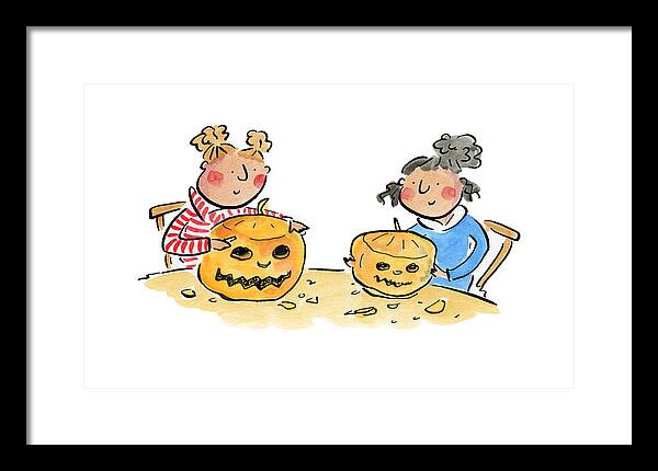 Pumpkin Carving 1 - Framed Print