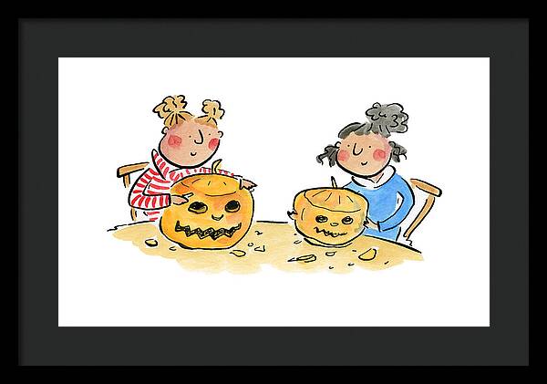 Pumpkin Carving 1 - Framed Print