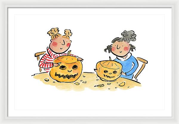 Pumpkin Carving 1 - Framed Print