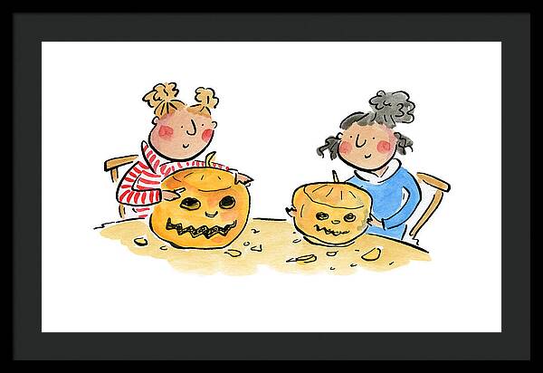 Pumpkin Carving 1 - Framed Print