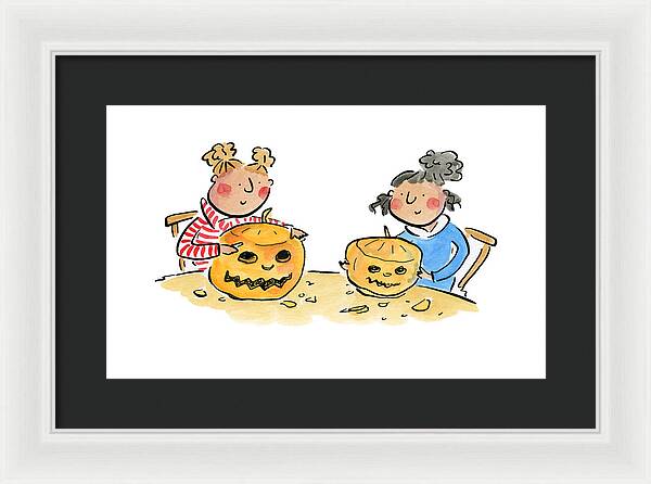 Pumpkin Carving 1 - Framed Print