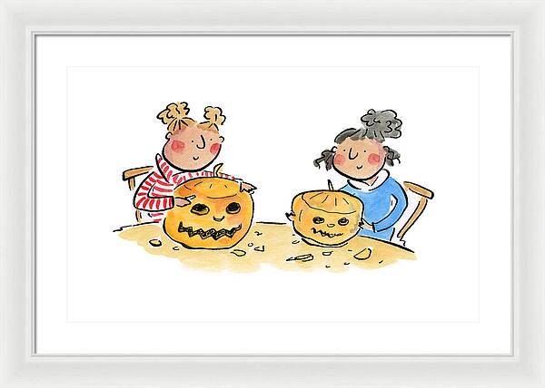 Pumpkin Carving 1 - Framed Print