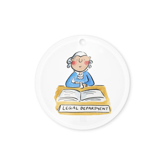 Legal Department Illustration by Rosie Brooks Acrylic ornament