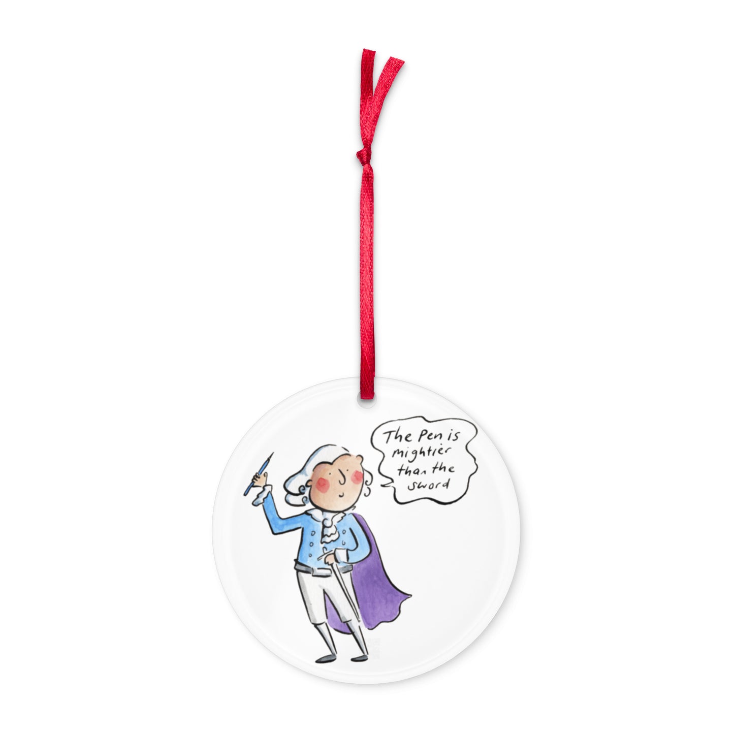 The pen is mightier than the sword Illustration by Rosie Brooks Acrylic ornament