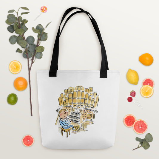 Organist Illustration by Rosie Brooks Tote bag