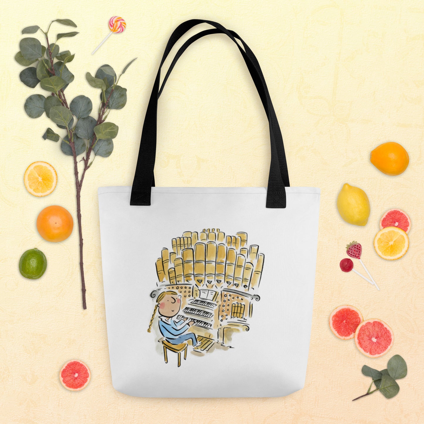 Organist Illustration by Rosie Brooks Tote bag